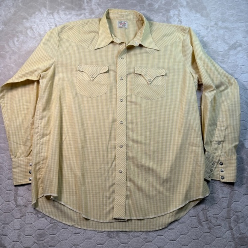 VTG 50s 60s‎ Tem Tex Extra Long Tails Men's Western Pearl Snap Shirt Sz 18 35